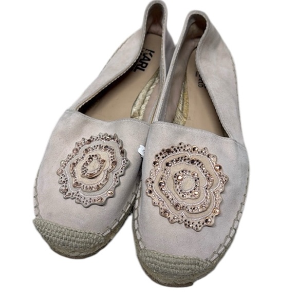Karl Lagerfeld Shoes - Karl Lagerfeld Paris Blush Pink Espadrille Flats Abby Suede Slip-On sz 7.5